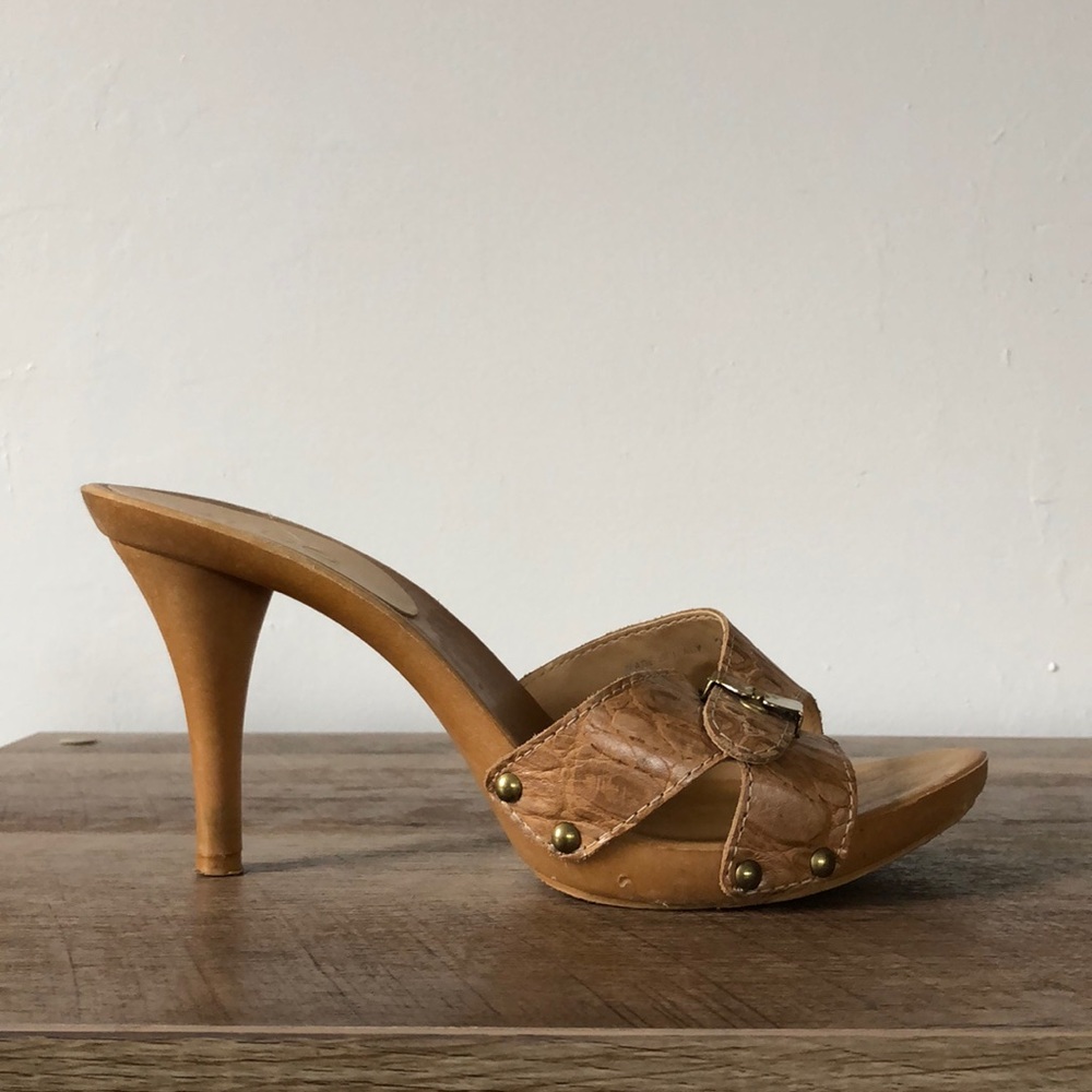 Aldo brown snakeskin tan heels